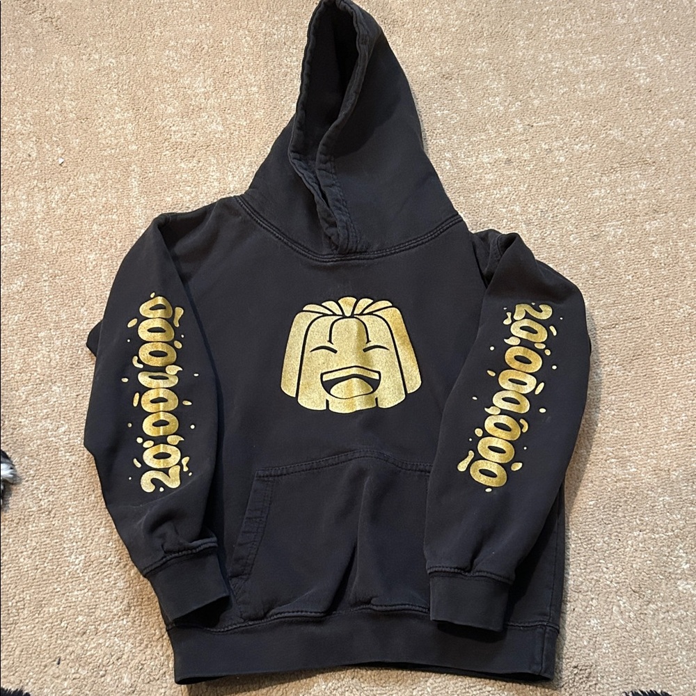 Kids Jelly Black Hoodie with Gold Graphic
